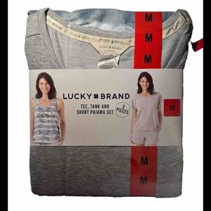Lucky Brand Women's 3-piece Pajama Set Tee Tank and Short NWT